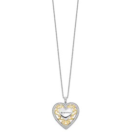 Sonia Jewels Sterling Silver & Gold-Toned Grandma 18in Heart Necklace Chain 18" (25mm)