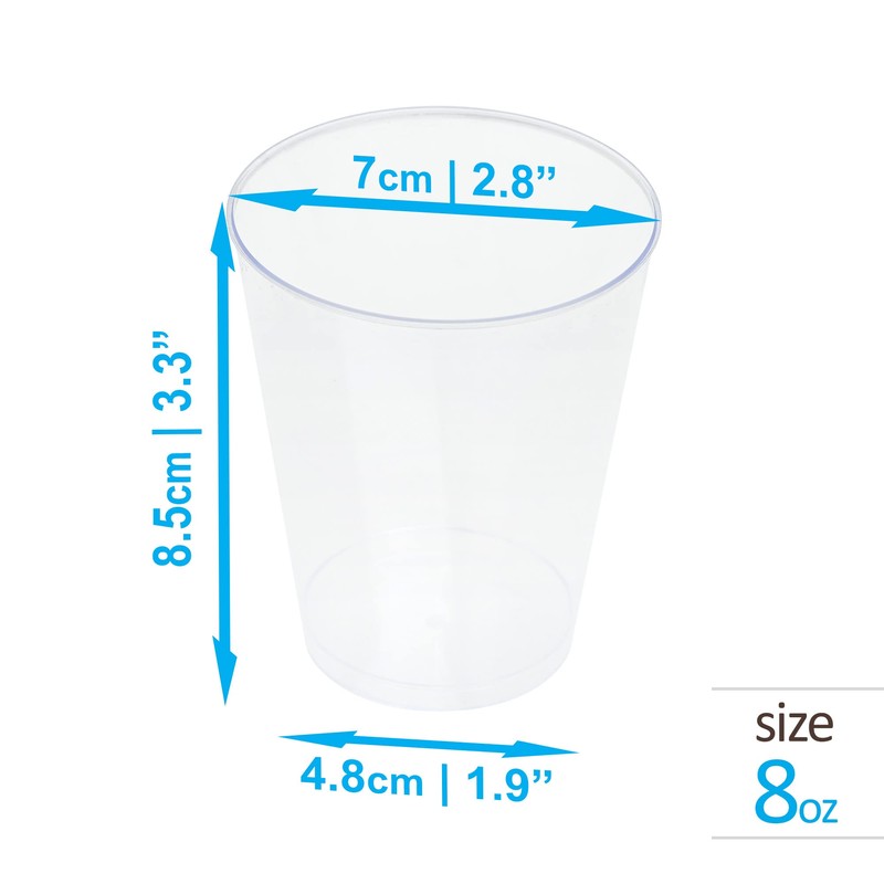 STACKABLES 8oz Clear Hard Plastic Cups - Pack of 50