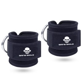 GainsGrove Ankle Strap - Premium Glute Resistance Band for Hip and Leg Workouts, Non-Slip Fabric Booty Bands for Women & Men, Exercise Bands for Home Fitness, and Gym (Black, Pair)