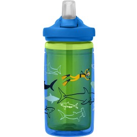 CamelBak Eddy+ Kids Bite Valve Straw Insulated Stainless Steel Water Bottle Scuba Sharks, 14oz