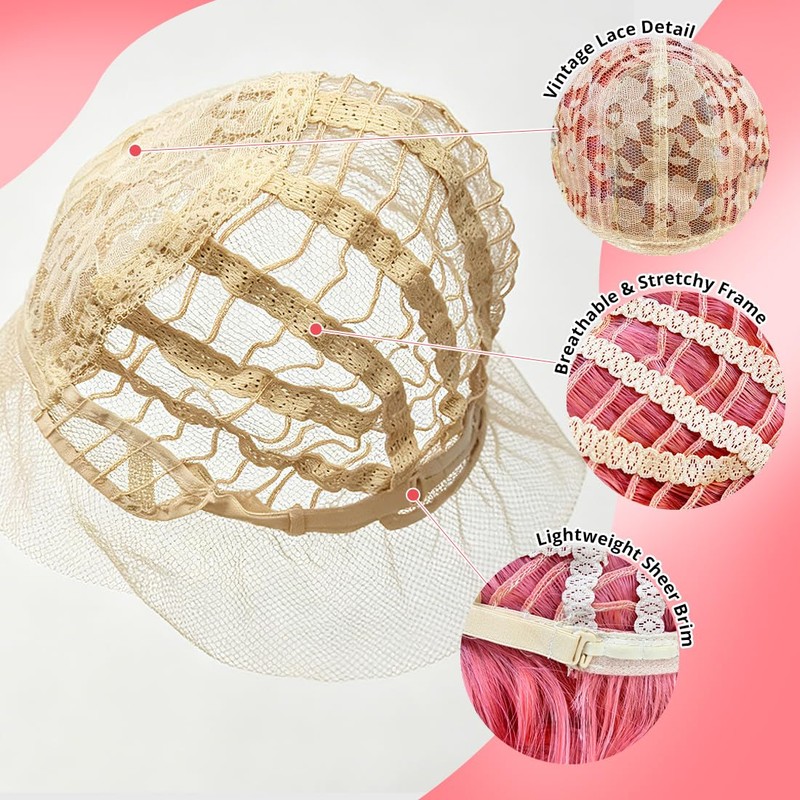 Sweetie Blush Pink Bob Wig Bangs – Wavy Synthetic Shoulder