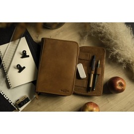 Gusti Yannick Leather Pencil Case for Men and Women, brown, Retro