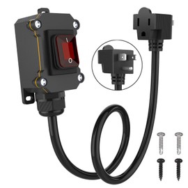 KarlKers Inline Cord Switch with 3-ft 14AWG Cable Piggyback Plug(3-Pronged), IP67 Waterproof Extension Cord, AC/DC 20A-125V,16A-250V Inline Power Switch with Red LED Rocker Button