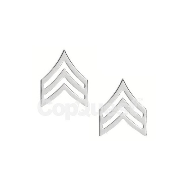 Rank Insignia - Chevrons - 3/4-inch - Sergeant - 3 Stripe - Pair - Nickel Finish