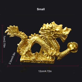 Dinaauto Chinese Dragon Figurine for Home Decor, Resin Good Luck Statues, Feng Shui Ornament, 3D Dragon Sculpture Brings You Good Luck (Small)