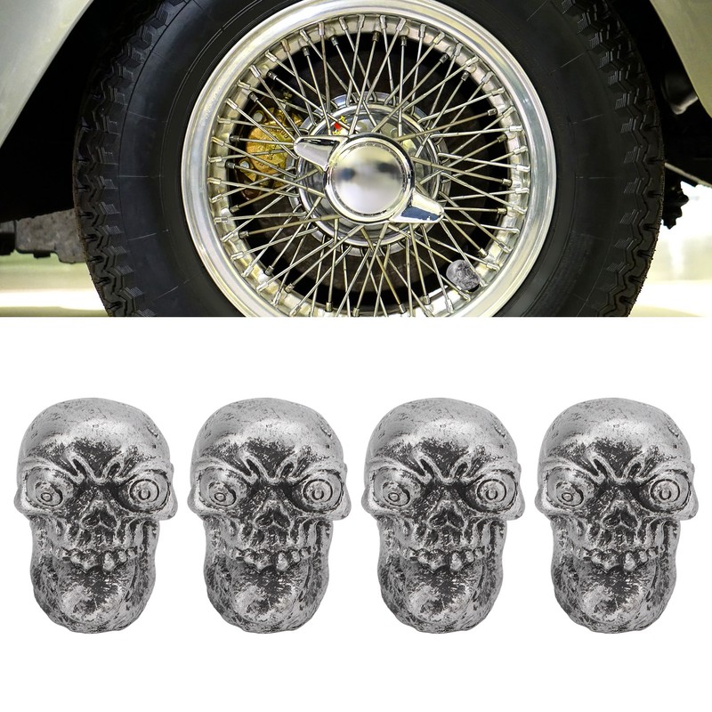 4PCS Tire Valve Cap Set Skull Style Dustproof Universal for