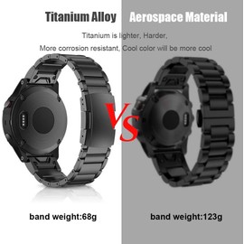 NotoCity Titanium Alloy Bracelet for Garmin Fenix 6X/ 6X Pro/Fenix 5X/ 5XPlus/ Fenix 7X/ Fenix 3 HR, 26mm Wide Elegant Quick Release Titanium Alloy Durable Light Replacement Strap for Garmin