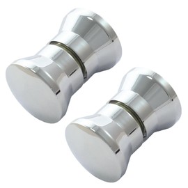 Shower Door Knobs 2 Pairs Round Chrome Glass Door Handle Pull Handle Replacement Parts for Shower Enclosure Shower Screen (02XT-LS)