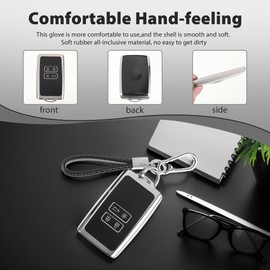 sdhiiolp Car Key Case Cover Compatible with Renault Arkana Clio Koleos Megane Duster Kadjar Talisman Captur Espace Dacia 4 Buttons Car Key High Quality Key Cover TPU Key Case, silver