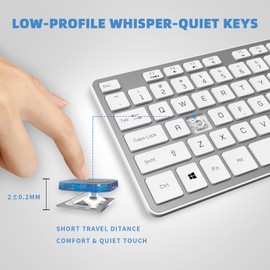 B.FRIENDIT Wired USB Keyboard with Cover/Protector Skin, Low-Profile Flat Keyboard with US Layout (QWERTY), Durable Ultra-Slim Quiet Computer Keyboard for PC Windows 11/10 / 8/7 / XP/Vista - Silver