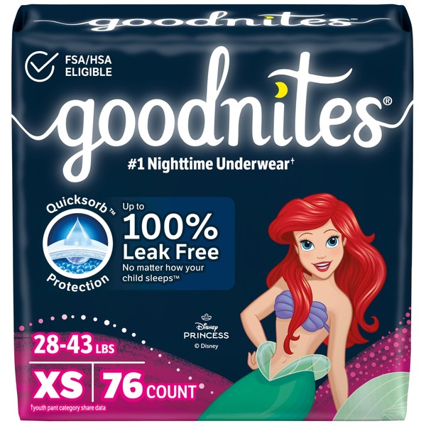 GoodNites Goodnites Girls' Nighttime Bedwetting Underwear, Size Extra Small (28-43