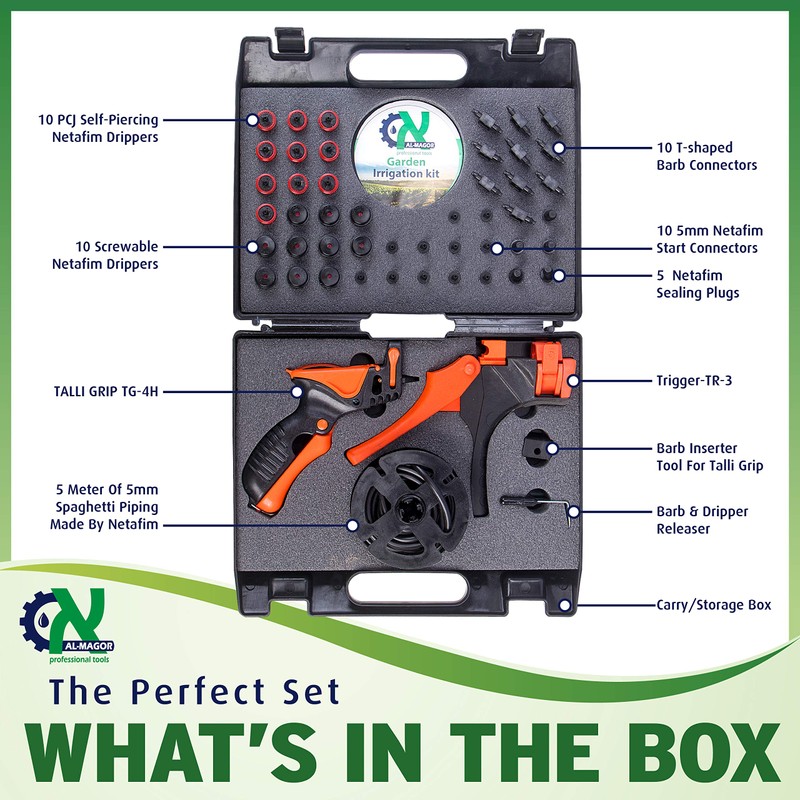 AL-MAGOR Garden Irrigation Kit: Complete Set for Installing, Inserting Sprinklers,
