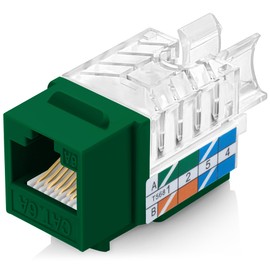 Everest 45° Angled RJ45 Cat6A Keystone Jacks 10-Pack in Green - Slim Profile Female RJ45 Connectors - Cat 6A Keystone Jack - Compatible with 45° Angled Speed Termination Tool - 45Term (B0BL3GS7ZY)