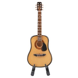 Miniature Wooden Guitar Model Dollhouse Musical Instrument with Display Stand Support Case Dollhouse Accessories Small Craft Decoration Home Decoration (#1)
