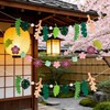 3 個セット フェルト製 トロピカル葉 & 桜ガーランド 壁飾り 屋内屋外兼用 モンステラ バナナリーフ