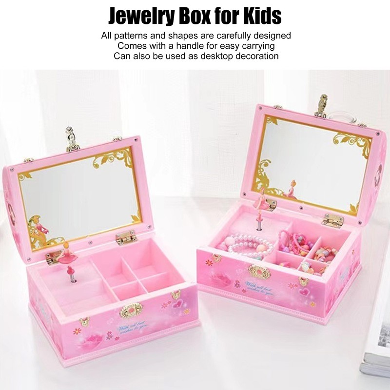 Musical Jewelry Box Large Space Mirror Design Music Jewelry Organizer
