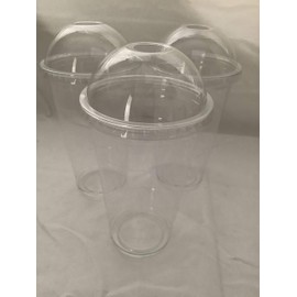 Royal [100 Sets - 20 oz.] Clear Plastic Cups with Dome Lid with hole, PET Crystal Clear Disposable 20oz Plastic Cups with lids (20oz with dome lids 100sets)