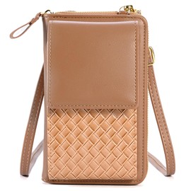 ZEWZI Women's Small PU Leather Crossbody Bag with Shoulder Strap, Wallet Phone with Card Slot and Removable Shoulder Strap, Caramel colour