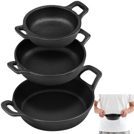 Ziliny 3 Size Mini Cast Iron Skillets with Handle Small Cast Iron Skillet Pan Set, 4", 5", 6.3", Black Iron Pans for Cooking, Frying, Saute, Pizza, for Oven, Stove, Grill Use