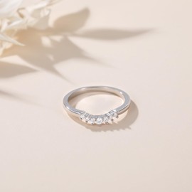 Mameloly Wedding Bands for Women Round Cut CZ Cubic Zirconia Curved Stackable Engagement Rings for Her Size 5.5