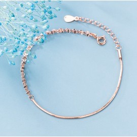TOP LINE JEWELRY Women Girl 925 Sterling Silver Rose Gold Mix Tassel Chain Hand Bracelet 6.2-7.5"