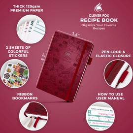 Clever Fox Recipe Book - Make Your Own Family Cookbook & Blank Recipe Notebook Organizer, Empty Cooking Journal to Write in Recipes, A5 Hardcover, Stores 60 Recipes - Burgundy