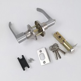 Door Handle Lock Aluminium Alloy Safety Bar Lock Kit with Core Latch Keys for Bathroom Household 45‑65mm Door Thickness