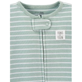 Simple Joys by Carter's Baby 2-Way Zip Thermal Footed Sleep and Play, Pack of 2, Mint Green Stripe/White Avocados, Newborn