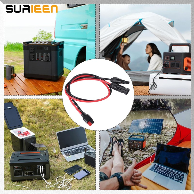 Surieen Anderson Solar Plug to 50A Connector Cable, 10AWG Plug