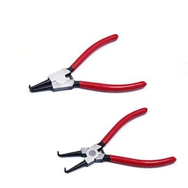 Bent Nose Circlip Plier SENRISE 6"/150mm Internal + External Bent Plier C Clip Remover Tool for Electrical and Wood Work, DIY and Jewellery Making (Red)