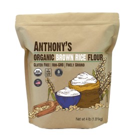 Anthony's Organic Brown Rice Flour, 4 Pound, Gluten Free, Product of USA, Finely Ground