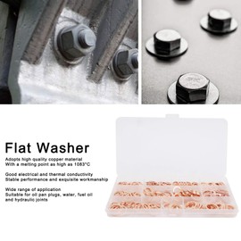 Arandela de Cobre Rojo de 300 Piezas, Junta de Sello de Aceite, Adsorción para Tapón de Cárter, Agua, Combustible y Juntas Hidráulicas M5-M16