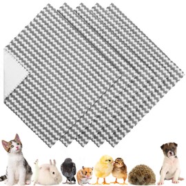 Hahafelt 5 Pcs Waterproof Guinea Pig Fleece Bedding Blankets Absorbent Guinea Pig Cage Liner Washable Small Animal Pee Pad Reusable Pet Blanket Wash Cloth Bedding Mat Pad(Gray,12 x 12 Inch)