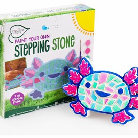 Creative Roots Axolotl Stepping Stone Kit, 7-Inch Paintable Ceramic Stepping Stone, Includes 6 Acrylic Paints, Kids Crafts, Ages 8+