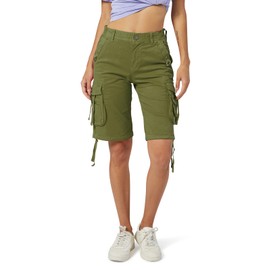 OCHENTA - Pantalones cortos tipo cargo para mujer, con múltiples bolsillos, estilo casual, Verde militar, 20