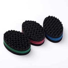 Black Magic Barber Sponge Brush Curl Twist Hair Sponge Big Holes Double-Sided Comb Twist Hair Wave Brush Afro Curling Coil Care Tool Dreads Locking Suitable For Curly Hair Brushes Styling
