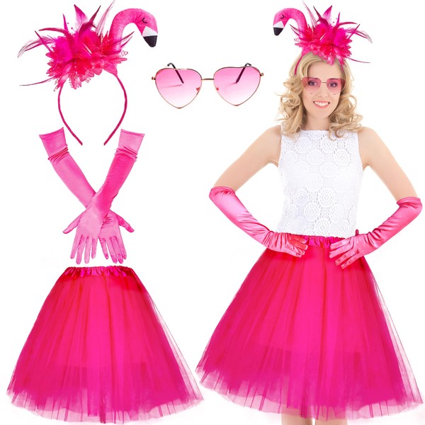 Echehi Echehi Flamingo Kostüm Damen Karneval Kostüm Damen, Flamingo Haarreif