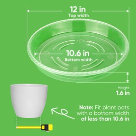 MUDEELA Plant Saucer 6 Pack of 12 inch, Durable Plastic Plant Trays for Indoors, Clear Plastic Flower Plant Pot Saucer, Made of Thicker, Stronger Plastic, with Taller Design