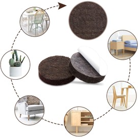 Yelanon Felt Furniture Pads - 48 Pcs 1.5" Round Furniture Pads for Hardwoods Floors Cuttable Felt Chair Pads Anti Scratch Floor Protectors for Furniture Feet Chair Legs Felt Pads Self Adhesive, Brown