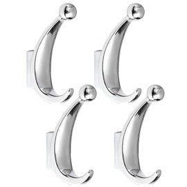 Yundoza 4 Pack Bathroom Towel Hooks, Screw in Metal Robe & Coat Hooks for Wall(Chrome)