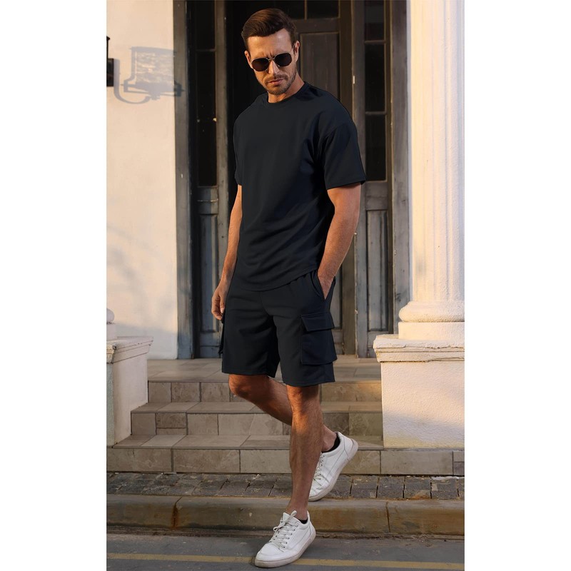 Fastkoala Men's Tracksuit Outfit Set Two Piece Round Neck Suits