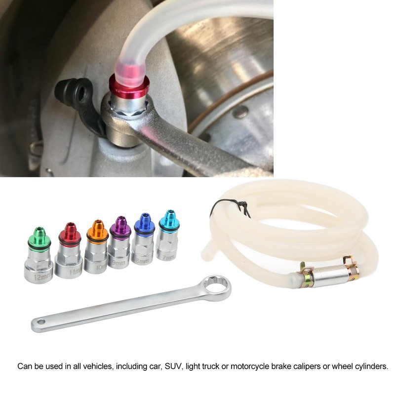 CHICIRIS Brake Bleeder Wrench Kit Metal Rubber 7‑12mm 6 Adapters