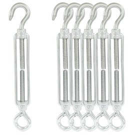 Cjueiom 6Pcs M6 Turnbuckle Wire Tensioner 304 Stainless Steel Turnbuckle Hook and Eye, Adjustable Turnbuckle Heavy Duty, Rope Cable Tension Set