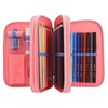 Depesche TOPModel 12950 Filled 3-Compartment Pencil Case in Pink, with