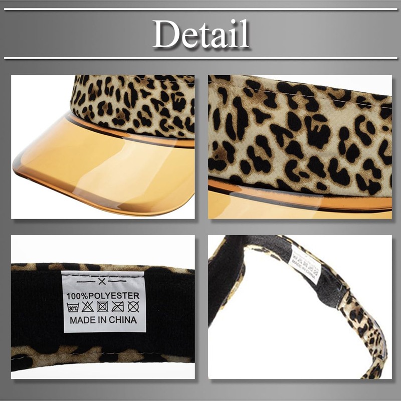 Buzz Selection CAP359 Women's Visor, Sun Visor, Hat, Leopard Pattern,