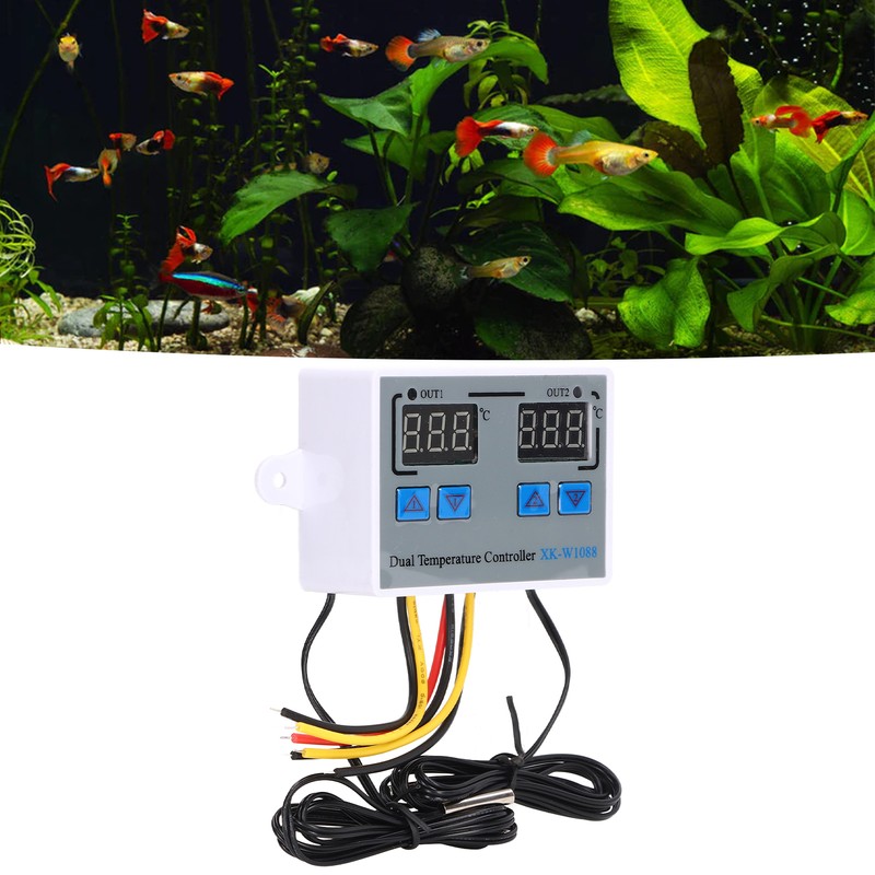 Dual Display Temperature Humidity Controller Heating Cooling Thermostat Switch NTC