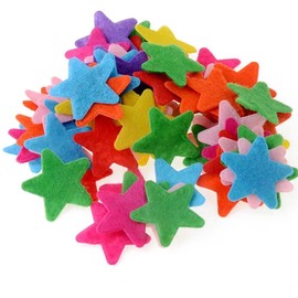 200PCS Multicolor Fabric Embellishments Felt Pads Appliques for DIY Craft Decoration and Sewing Handcraft (Star Shape)