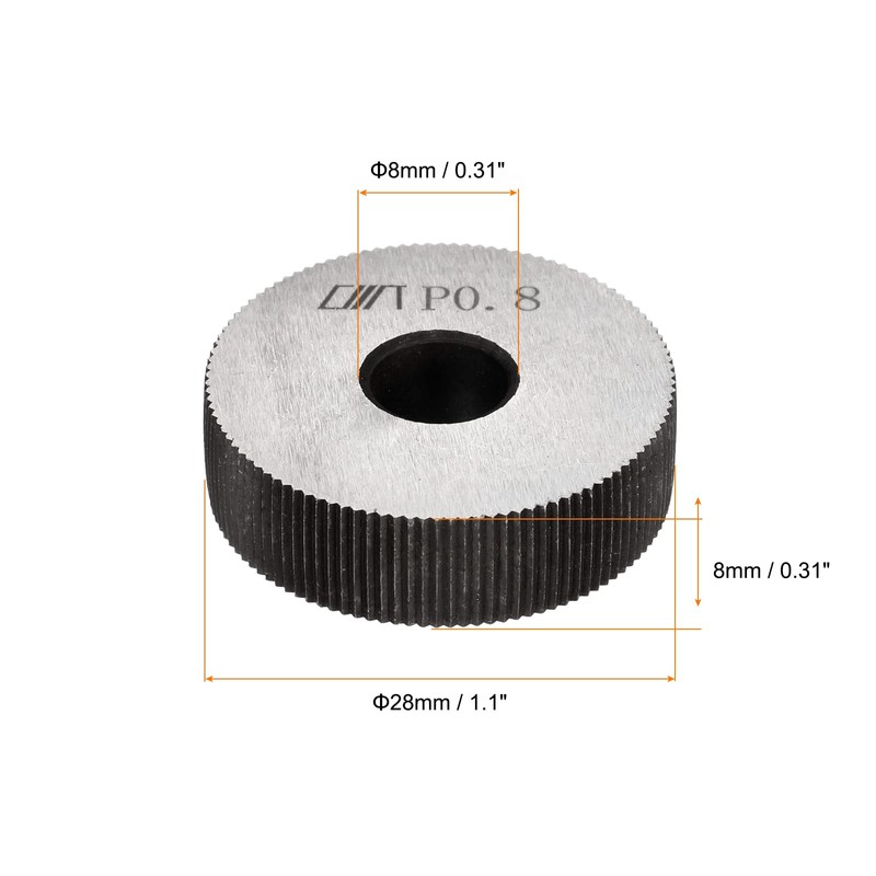 sourcing map 1Pc 28x8x8mm Knurling Wheel Kit 0.8mm Pitch Straight