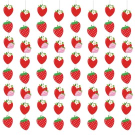 Deorfuy 8 Packs Strawberry Garland Berry First Birthday Decor, Strawberry Baby Shower Banner Decoration, Fruit Birthday Party Decorations Supplies