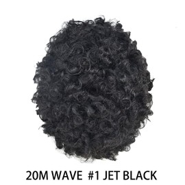 Hair Wonders Afro Toupee for Black Men Full Poly Skin African American Mens Toupee Kinky Curly Man Weave Human Hair Pieces Units for Black Men 8x10 inch 1# JET BLACK-20mm wave